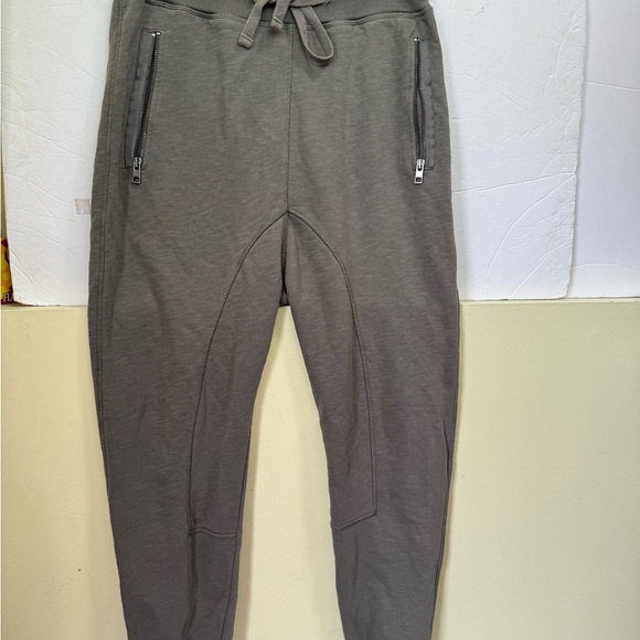 AllSaints Zodiac Cotton Sweat Pants Jogger Drawstring Zip Pocket Pants Harem Tan - Picture 10 of 16